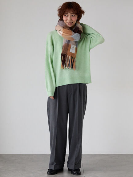 もちもちメランジVネックニット（グレー/チャコールグレー/ベージュ/グリーン/ブルー）｜Lugnoncure（ルノンキュール）通販