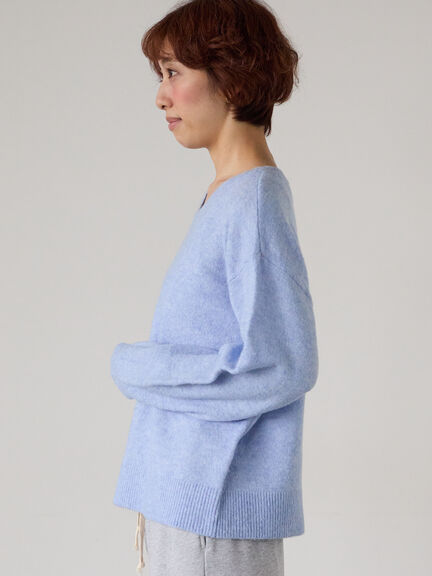 もちもちメランジVネックニット（グレー/チャコールグレー/ベージュ/グリーン/ブルー）｜Lugnoncure（ルノンキュール）通販