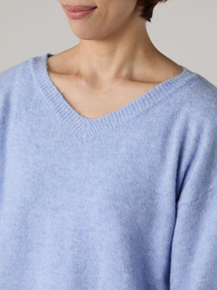 もちもちメランジVネックニット（グレー/チャコールグレー/ベージュ/グリーン/ブルー）｜Lugnoncure（ルノンキュール）通販