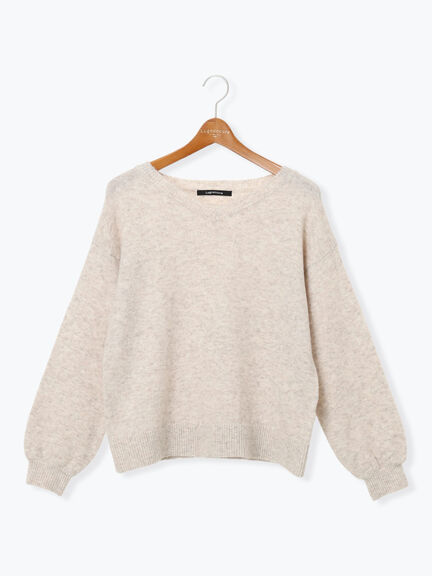 もちもちメランジVネックニット（グレー/チャコールグレー/ベージュ/グリーン/ブルー）｜Lugnoncure（ルノンキュール）通販