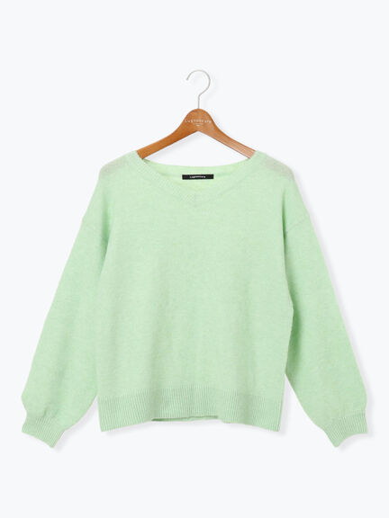 もちもちメランジVネックニット（グレー/チャコールグレー/ベージュ/グリーン/ブルー）｜Lugnoncure（ルノンキュール）通販