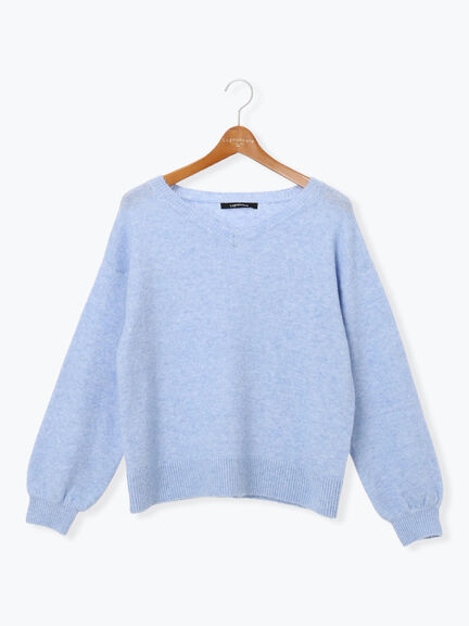 もちもちメランジVネックニット（グレー/チャコールグレー/ベージュ/グリーン/ブルー）｜Lugnoncure（ルノンキュール）通販