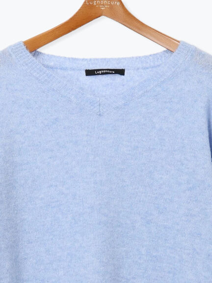 もちもちメランジVネックニット（グレー/チャコールグレー/ベージュ/グリーン/ブルー）｜Lugnoncure（ルノンキュール）通販