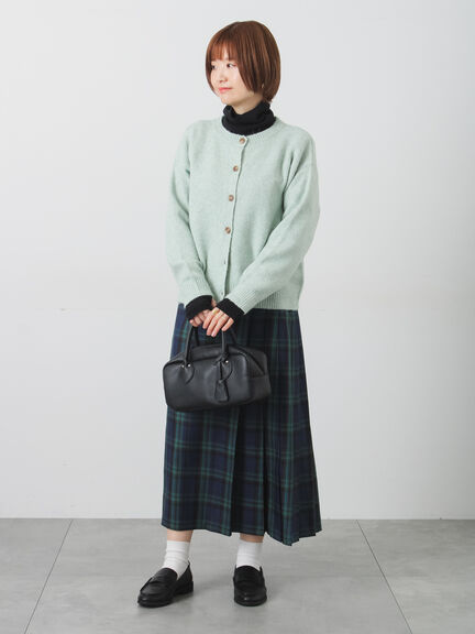 ウール混ふわふわクルーネックカーディガン（チャコールグレー/ピンク/ベージュ/ミント/パープル）｜Lugnoncure（ルノンキュール）通販