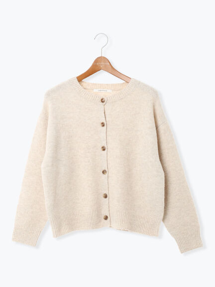 ウール混ふわふわクルーネックカーディガン（チャコールグレー/ピンク/ベージュ/ミント/パープル）｜Lugnoncure（ルノンキュール）通販