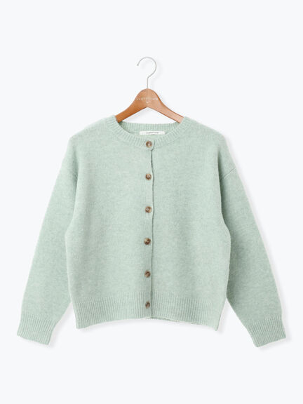 ウール混ふわふわクルーネックカーディガン（チャコールグレー/ピンク/ベージュ/ミント/パープル）｜Lugnoncure（ルノンキュール）通販