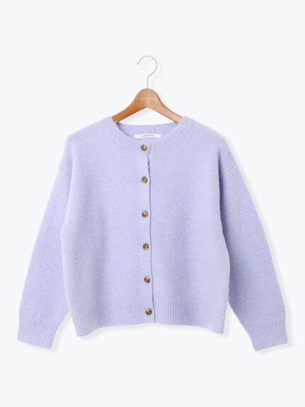 ウール混ふわふわクルーネックカーディガン（チャコールグレー/ピンク/ベージュ/ミント/パープル）｜Lugnoncure（ルノンキュール）通販