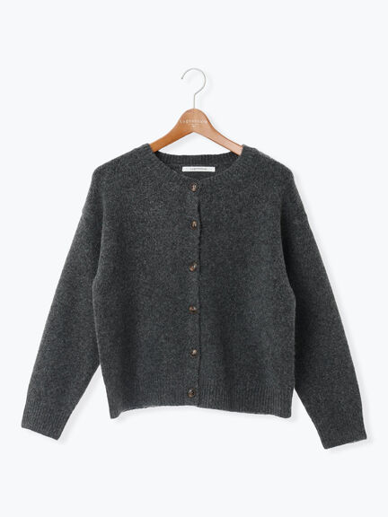 ウール混ふわふわクルーネックカーディガン（チャコールグレー/ピンク/ベージュ/ミント/パープル）｜Lugnoncure（ルノンキュール）通販