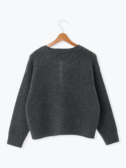 ウール混ふわふわクルーネックカーディガン（チャコールグレー/ピンク/ベージュ/ミント/パープル）｜Lugnoncure（ルノンキュール）通販