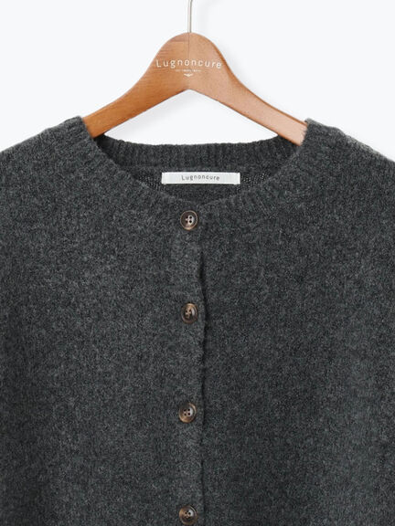 ウール混ふわふわクルーネックカーディガン（チャコールグレー/ピンク/ベージュ/ミント/パープル）｜Lugnoncure（ルノンキュール）通販