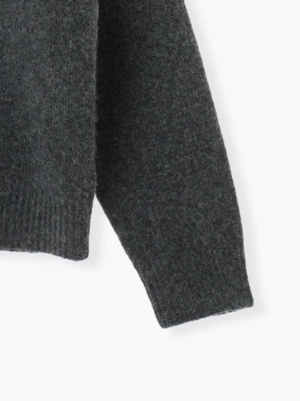 ウール混ふわふわクルーネックカーディガン（チャコールグレー/ピンク/ベージュ/ミント/パープル）｜Lugnoncure（ルノンキュール）通販