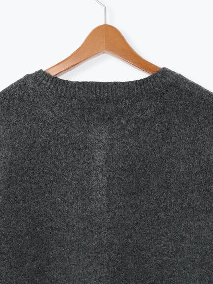 ウール混ふわふわクルーネックカーディガン（チャコールグレー/ピンク/ベージュ/ミント/パープル）｜Lugnoncure（ルノンキュール）通販