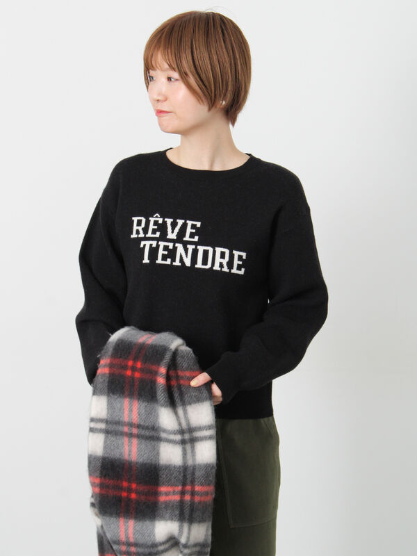 ルネ♡ロゴ入りフーディ フロントロゴニット（オフホワイト/グレー/ブラック/トップス