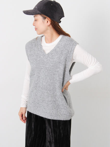 ラメ引き揃えニットベスト（オフホワイト/グレー/ブラック）｜Lugnoncure（ルノンキュール）通販