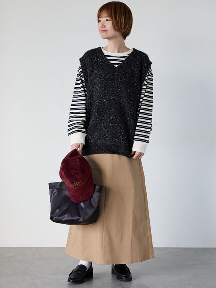 ラメ引き揃えニットベスト（オフホワイト/グレー/ブラック）｜Lugnoncure（ルノンキュール）通販