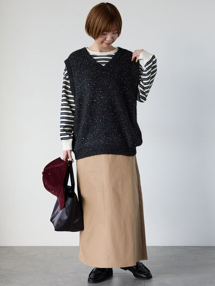 ラメ引き揃えニットベスト（オフホワイト/グレー/ブラック）｜Lugnoncure（ルノンキュール）通販