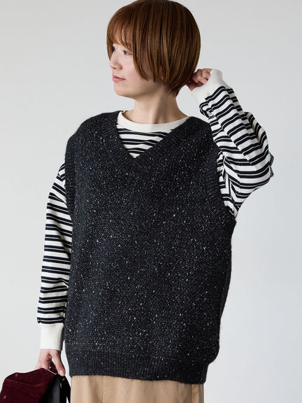 ラメ引き揃えニットベスト（オフホワイト/グレー/ブラック）｜Lugnoncure（ルノンキュール）通販
