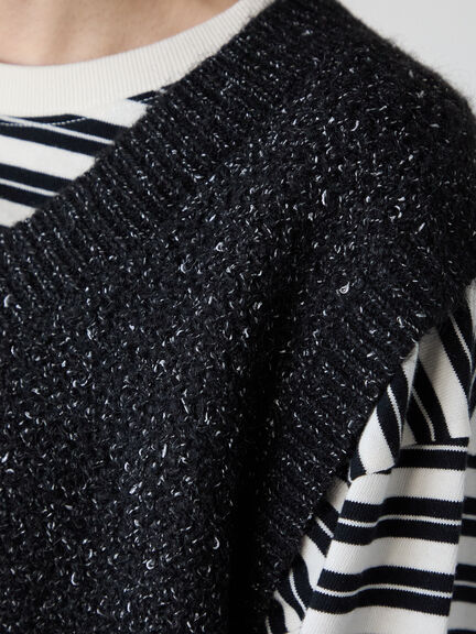 ラメ引き揃えニットベスト（オフホワイト/グレー/ブラック）｜Lugnoncure（ルノンキュール）通販