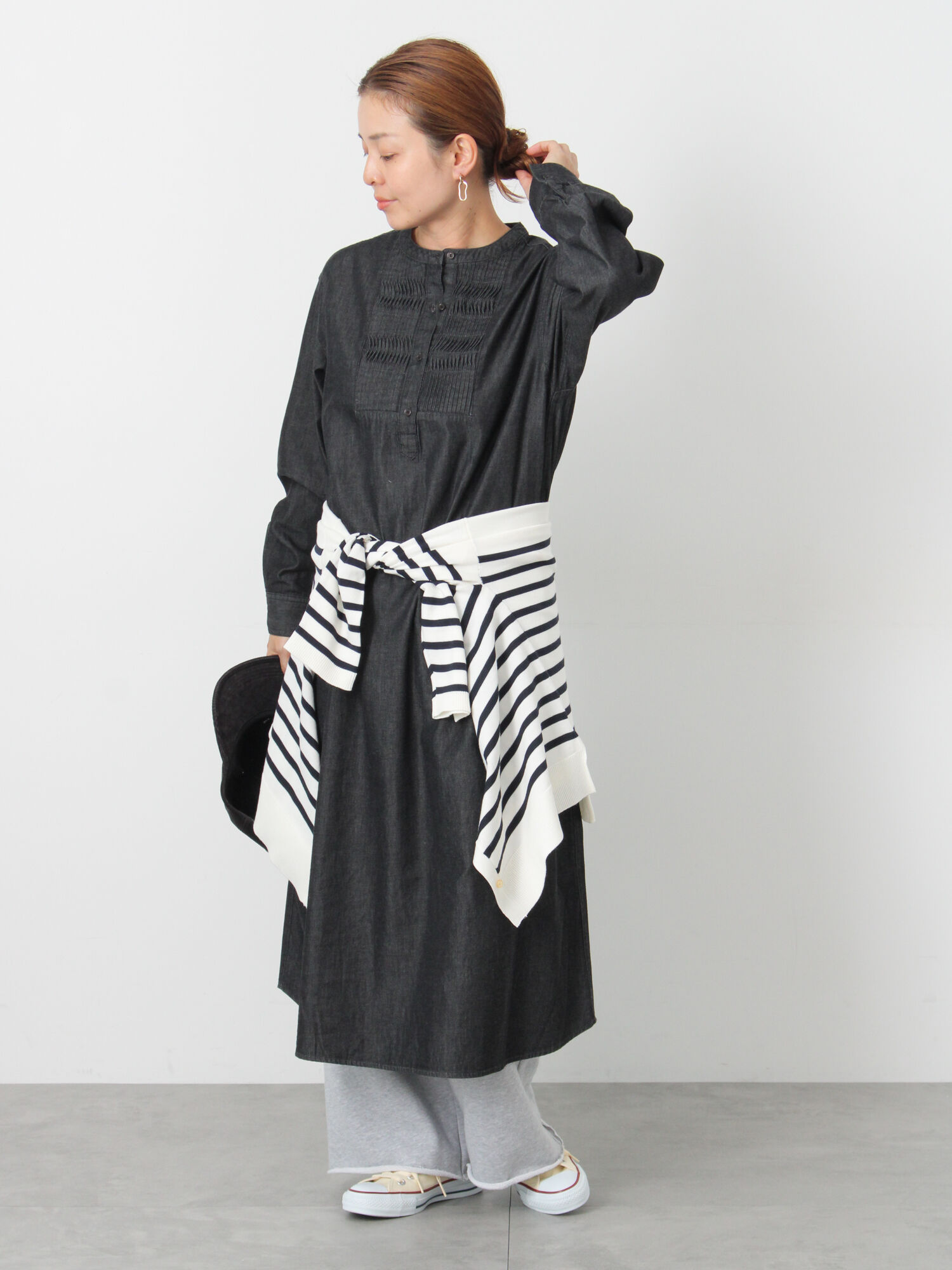 ルネ ワンピース ピンタックデニムワンピース(ブラック/ネイビー/ワンピース