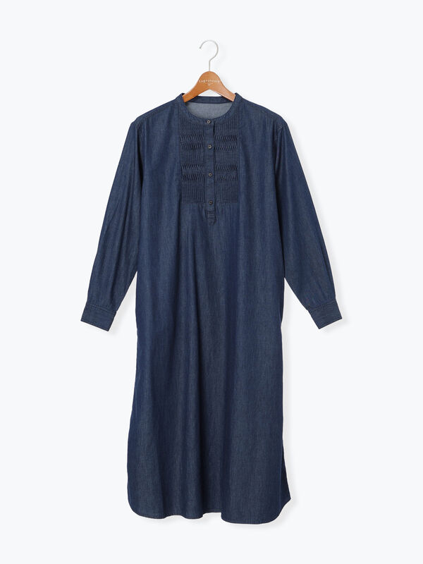 セール】 ピンタックデニムワンピース（ブラック/ネイビー/ワンピース