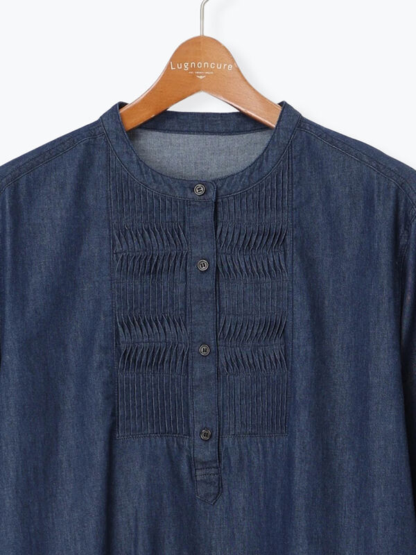 ピンタックデニムワンピース（ブラック/ネイビー/ワンピース