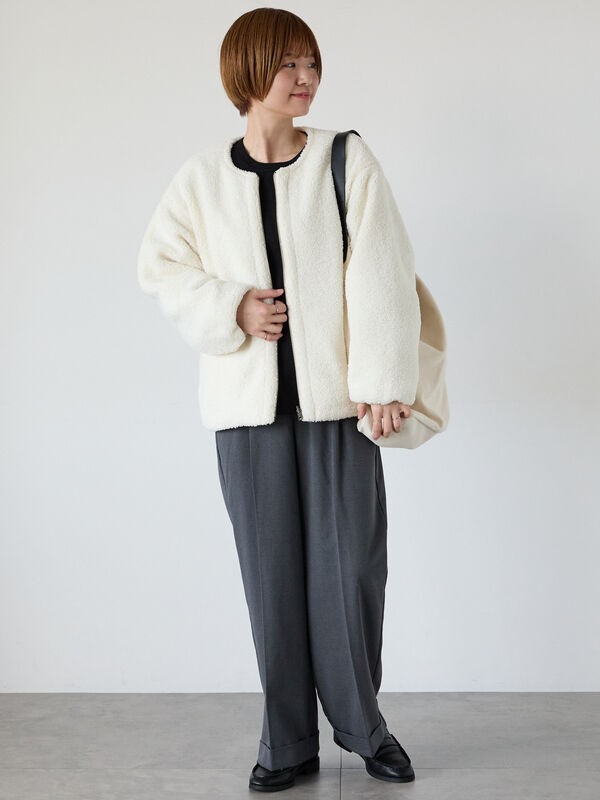 セール】 裾ダブルウエストタックパンツ（グレー/チャコールグレー