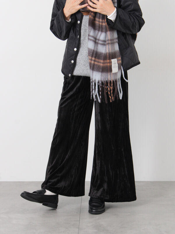 セール】 クラッシュベロアイージーパンツ（ブラック/モカ/キナリ