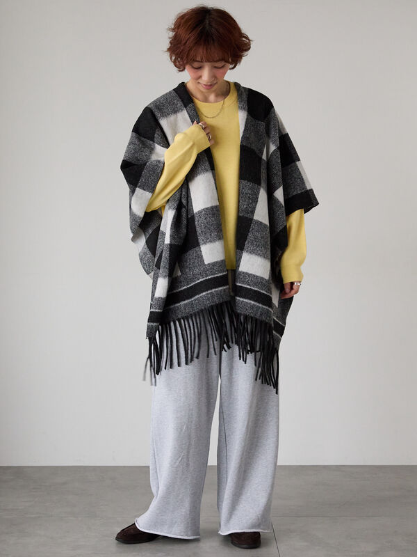 セール】 もちもちクルーネックニット（グレー/チャコールグレー