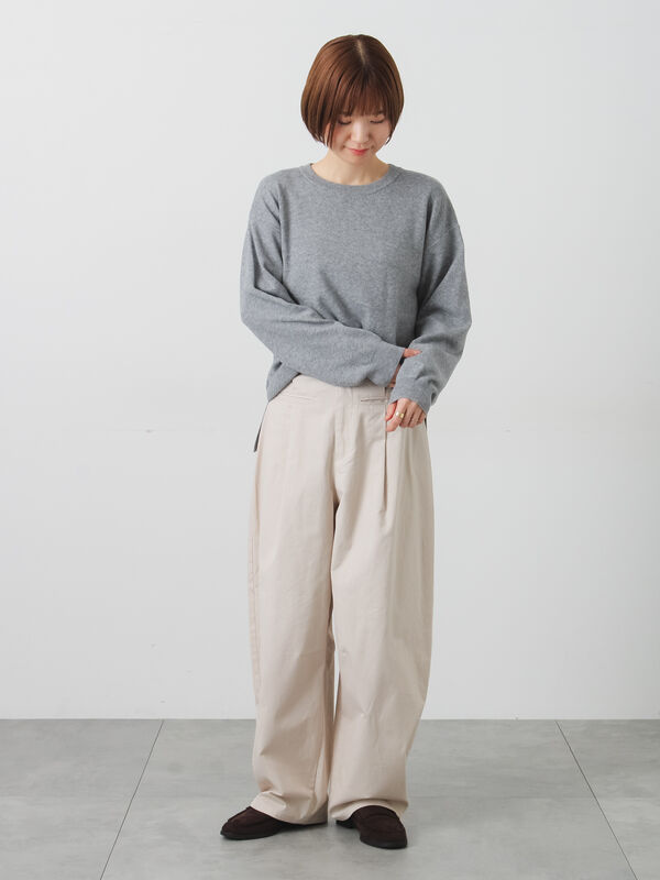 セール】 もちもちクルーネックニット（グレー/チャコールグレー