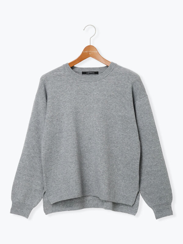 セール】 もちもちクルーネックニット（グレー/チャコールグレー