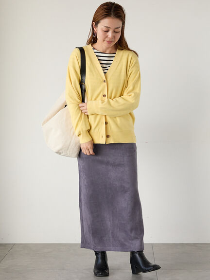 もちもちVネックカーディガン（グレー/チャコールグレー/イエロー/ミント）｜Lugnoncure（ルノンキュール）通販