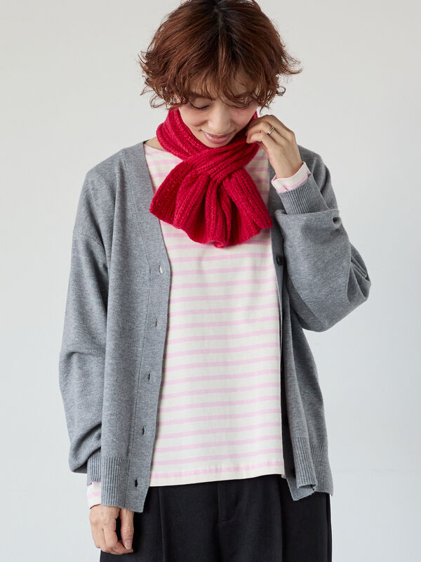 もちもちVネックカーディガン（グレー/チャコールグレー/イエロー