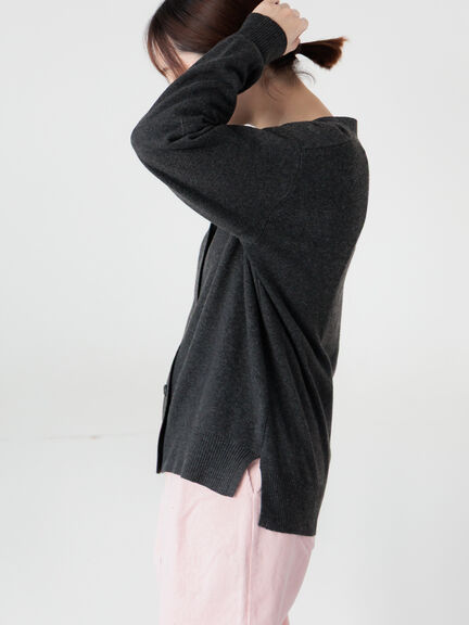 もちもちVネックカーディガン（グレー/チャコールグレー/イエロー/ミント）｜Lugnoncure（ルノンキュール）通販