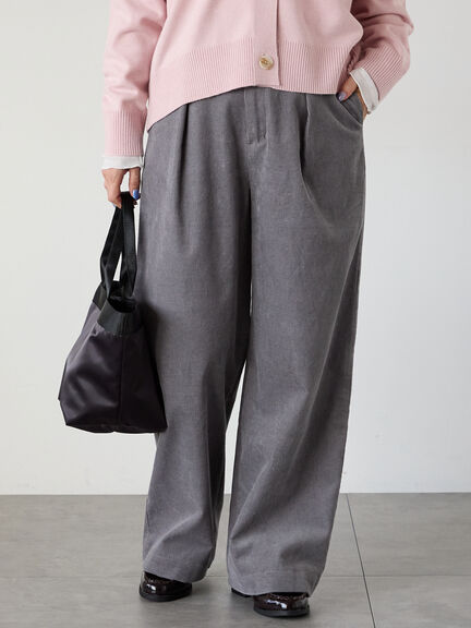 細コーデュロイタックワイドパンツ（オフホワイト/グレー/ピンク）｜Lugnoncure（ルノンキュール）通販