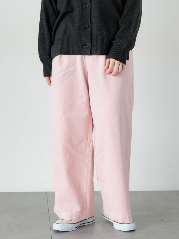 トゥエンティページ セール】 細コーデュロイタックワイドパンツ（オフホワイト/グレー