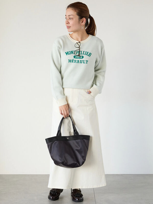 セール】 カレッジ風ロゴニットプルオーバー（オフホワイト/グレー