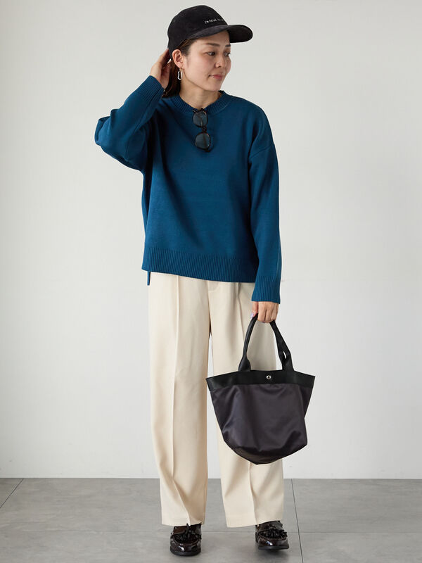 未使用タグ付 パーリーゲイツ クルーネック ニットプルオーバー 5 L