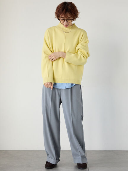 コットンタッチハイネックニットプルオーバー（オフホワイト/ブラック/イエロー/ミント/ネイビー）｜Lugnoncure（ルノンキュール）通販