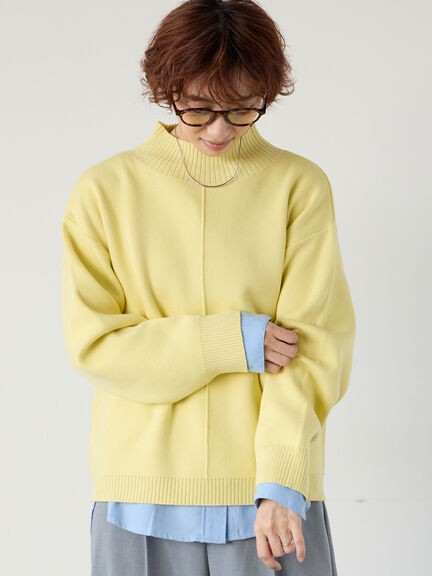 コットンタッチハイネックニットプルオーバー（オフホワイト/ブラック/イエロー/ミント/ネイビー）｜Lugnoncure（ルノンキュール）通販