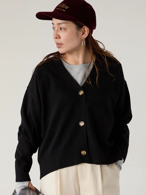 セール】 ソフトタッチニットVネックショートカーディガン（グレー