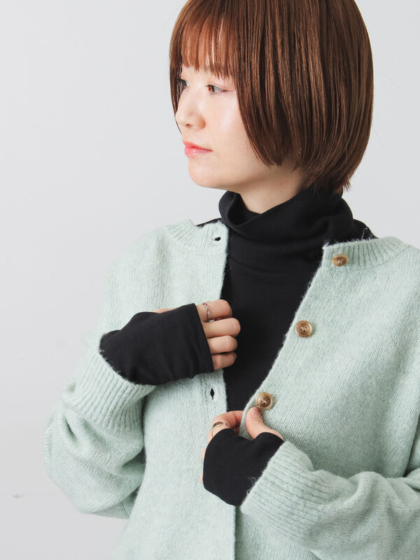 スムース起毛ハイネックカットソー（オフホワイト/グレー/ブラック