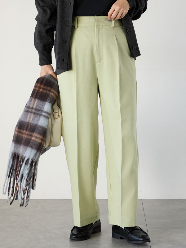 ウエストタックセンタープレスワイドパンツ（グリーン）｜Lugnoncure（ルノンキュール）通販