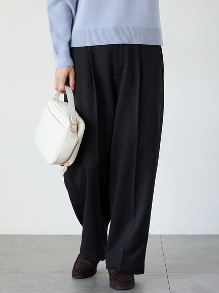 ウエストタックセンタープレスワイドパンツ（ブラック/ベージュ/グリーン）｜Lugnoncure（ルノンキュール）通販