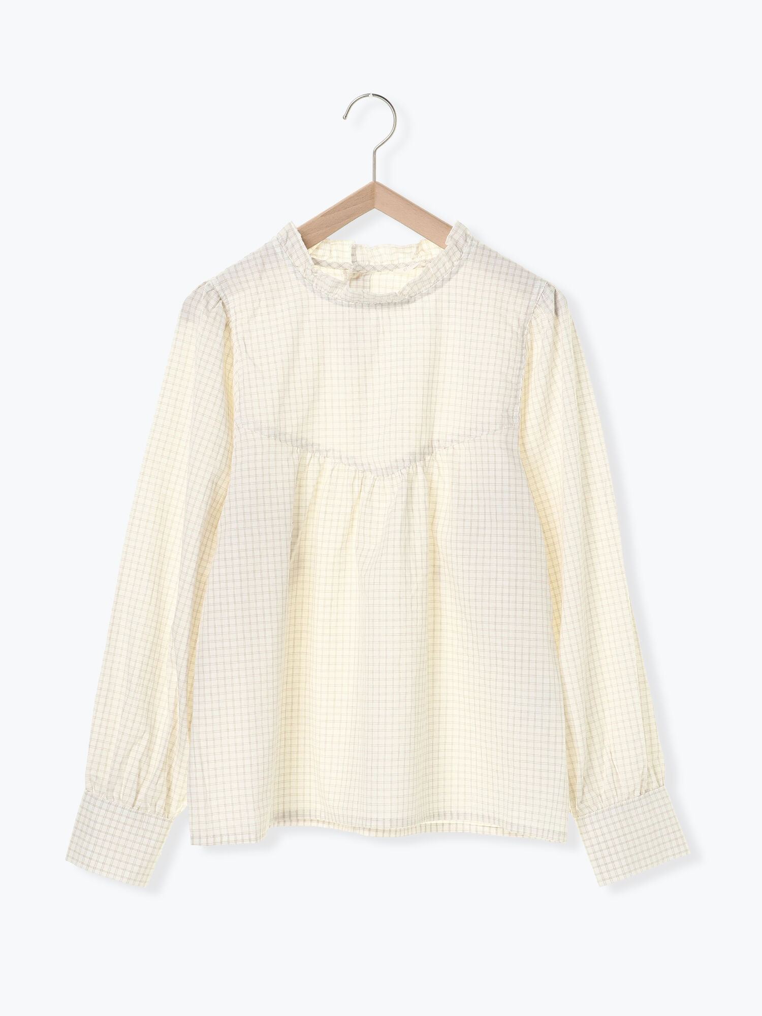 セール チェックフリルブラウス オフホワイト ラベンダー キナリ トップス Ehka Sopo エヘカソポ 公式通販