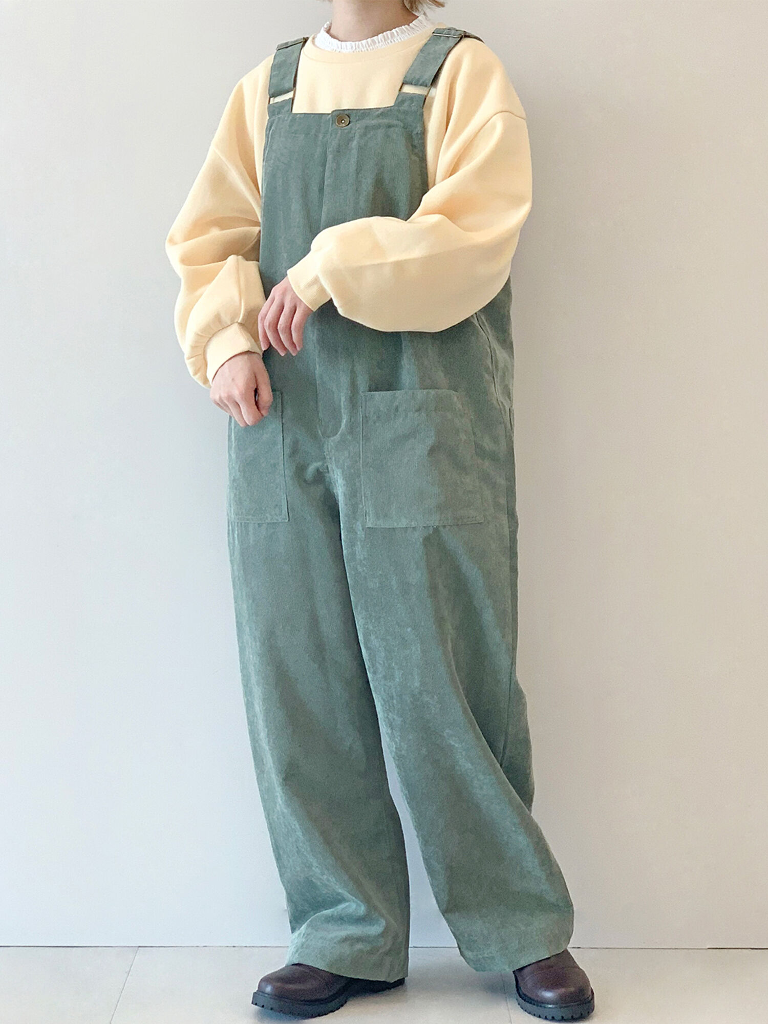 セール コーデュロイサロペット チャコールグレー ベージュ グリーン ワンピース サロペット Ehka Sopo エヘカソポ 公式通販