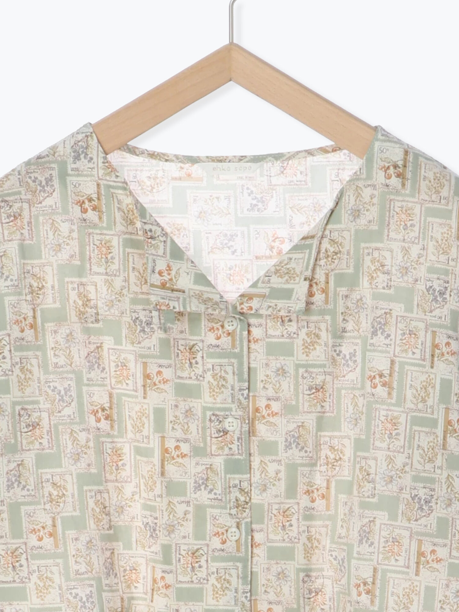 セール 切手柄ワンピース ベージュ ミント ブルー ワンピース Ehka Sopo エヘカソポ 公式通販