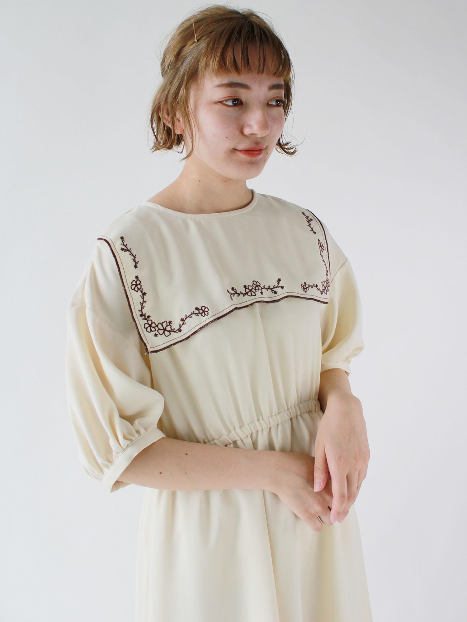 セール 単色刺繍ワンピース ブラック ラベンダー キナリ ワンピース Ehka Sopo エヘカソポ 公式通販