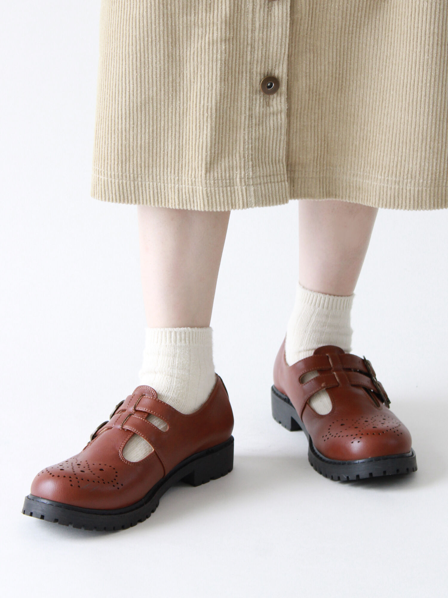 ダブルtストラップシューズ ブラック ブラウン キャメル シューズ Ehka Sopo エヘカソポ 公式通販