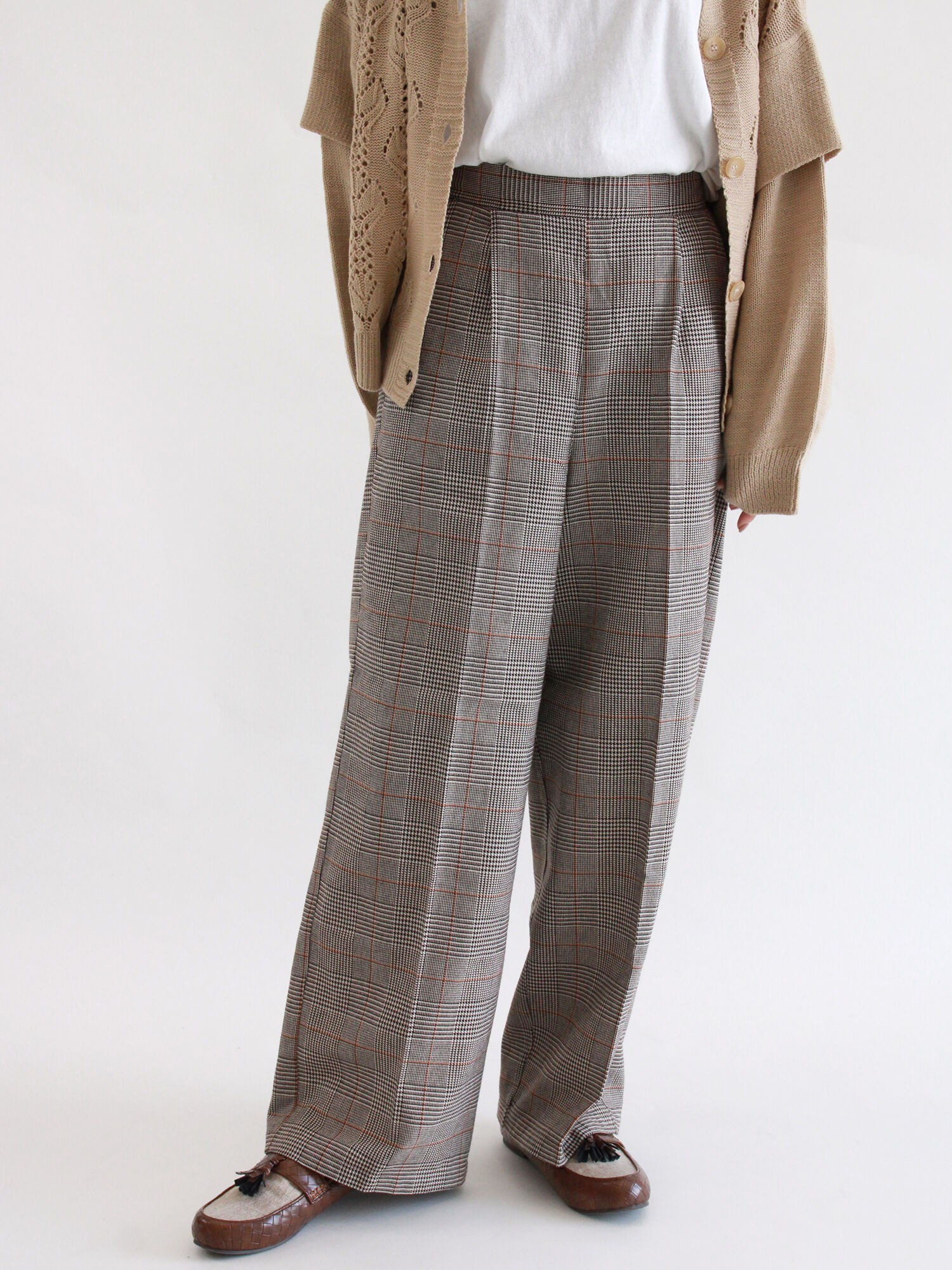 セール 先染めチェックパンツ グレー ブラウン ボトムス Ehka Sopo エヘカソポ 公式通販