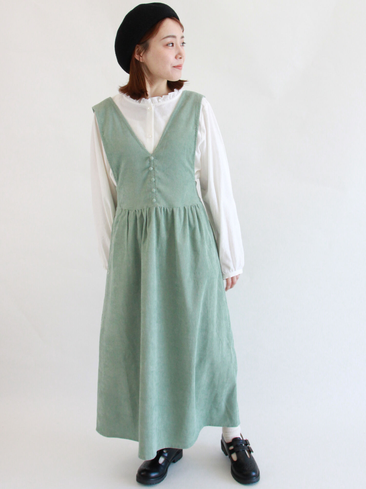 セール コーデュロイジャンパースカート ベージュ ブラウン ミント ワンピース Ehka Sopo エヘカソポ 公式通販